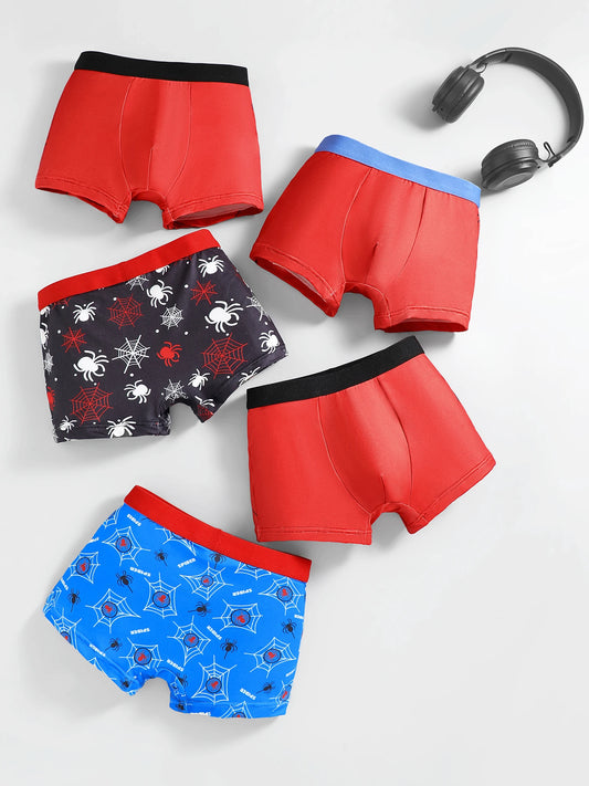 Boys' Underwear 5-Pack Cartoon Print Soft Everyday Briefs