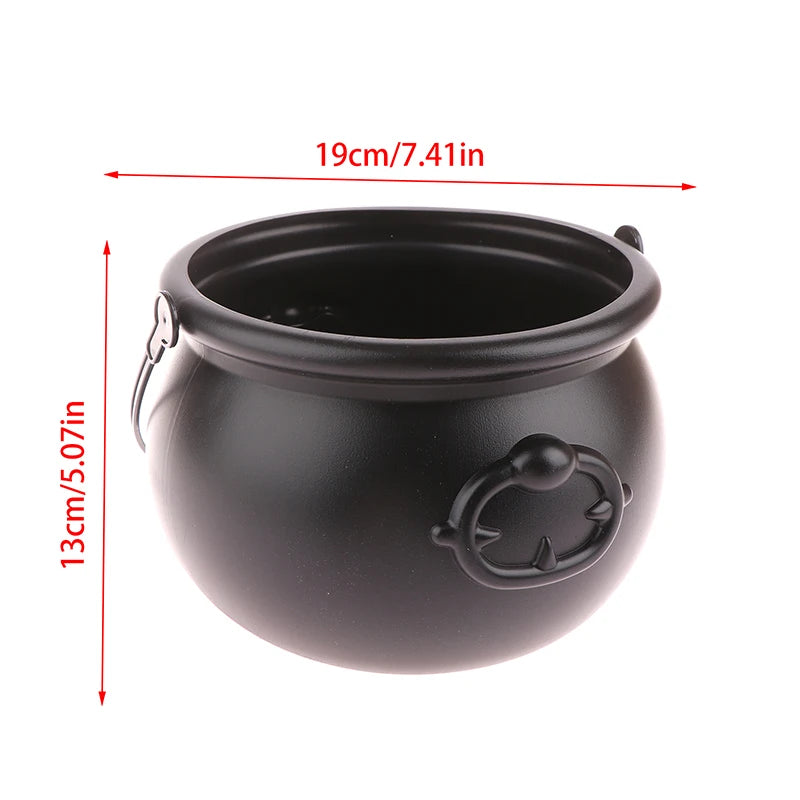 Halloween Cauldron Decoration, Plastic Candy Bucket with Handle
