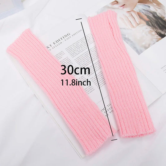 Fingerless Gloves Women's Long Knitted Winter Arm Warmers