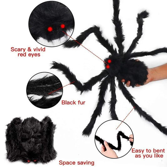 Large Halloween Spider Decoration Plush Black Spider for Haunted Houses