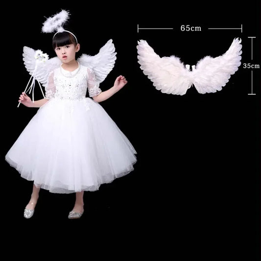 Angel Costume Wings Feather Wings with Elastic Straps for Dress Up