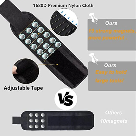 Magnetic Wristband for Screws, Nails & Drill Bits Tool Holder