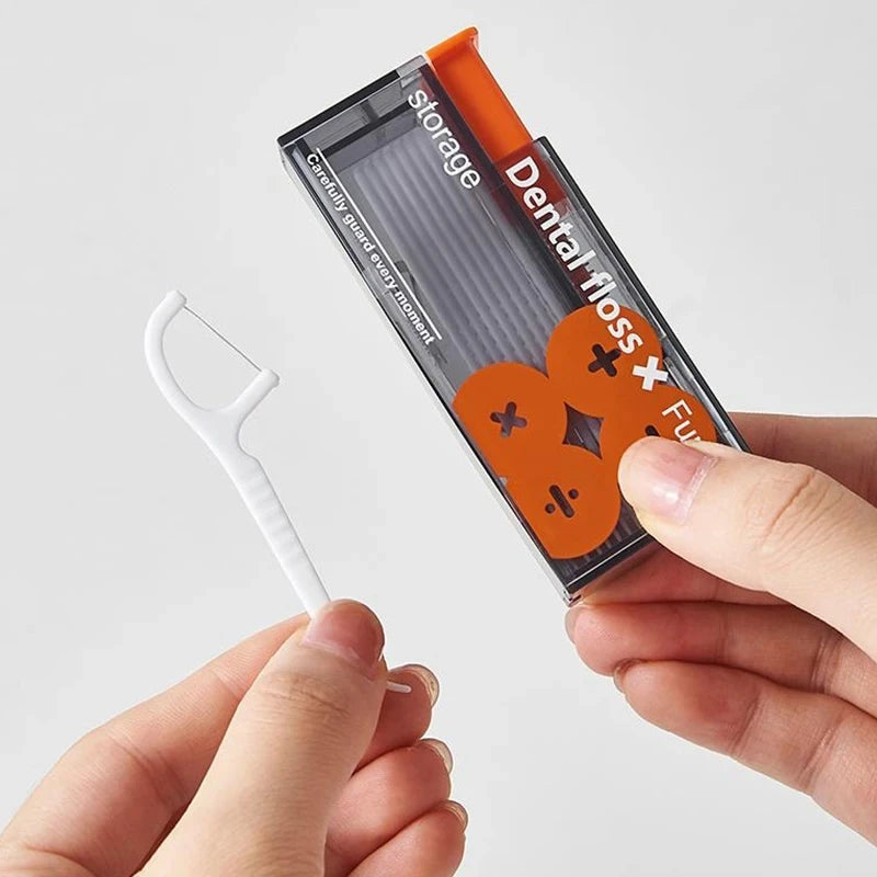 Portable Floss Dispenser with 10 Floss Picks Reusable Travel Case