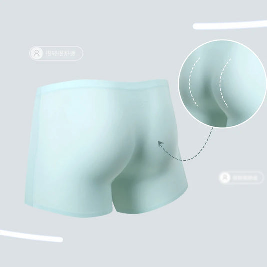 Men's Boxer Shorts, Seamless Ice Silk Stretch Underwear for Summer