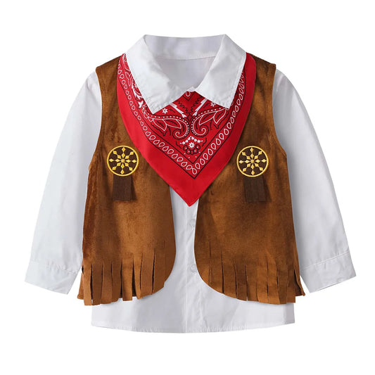 Boys Cowboy Costume Set with Hat, Vest & Chaps