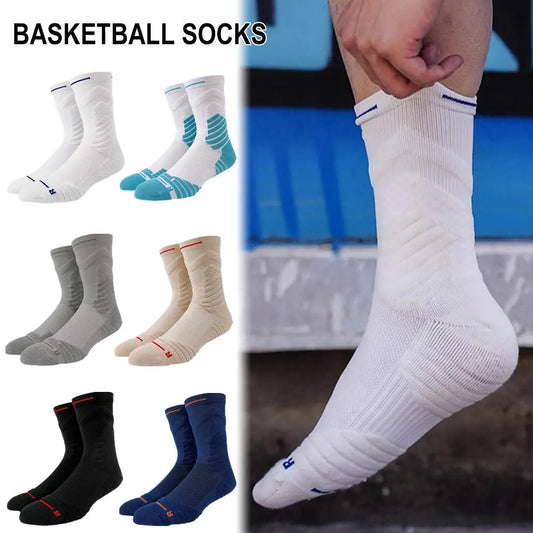 Basketball Socks for Men, Cotton Cushioned Crew Sports Socks