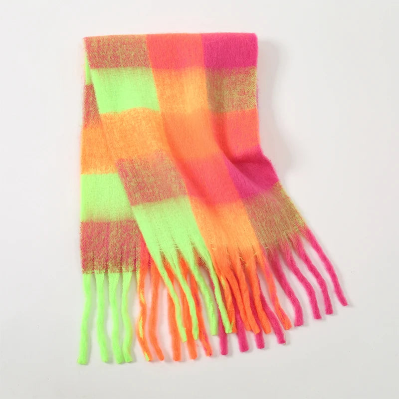 Pashmina Scarf for Women, Warm Plaid Winter Shawl Wrap