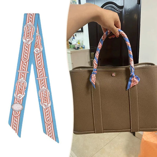 Bag Scarf – Floral Print Skinny Ribbon for Handbag Handles