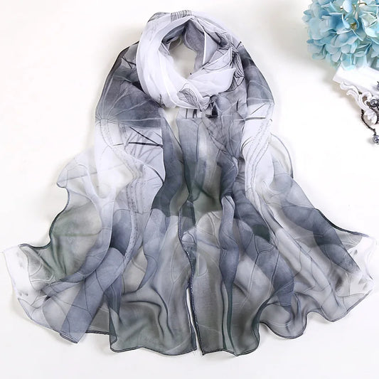 Women's Beach Scarf Floral Silk Feel Summer Wrap 160x50cm