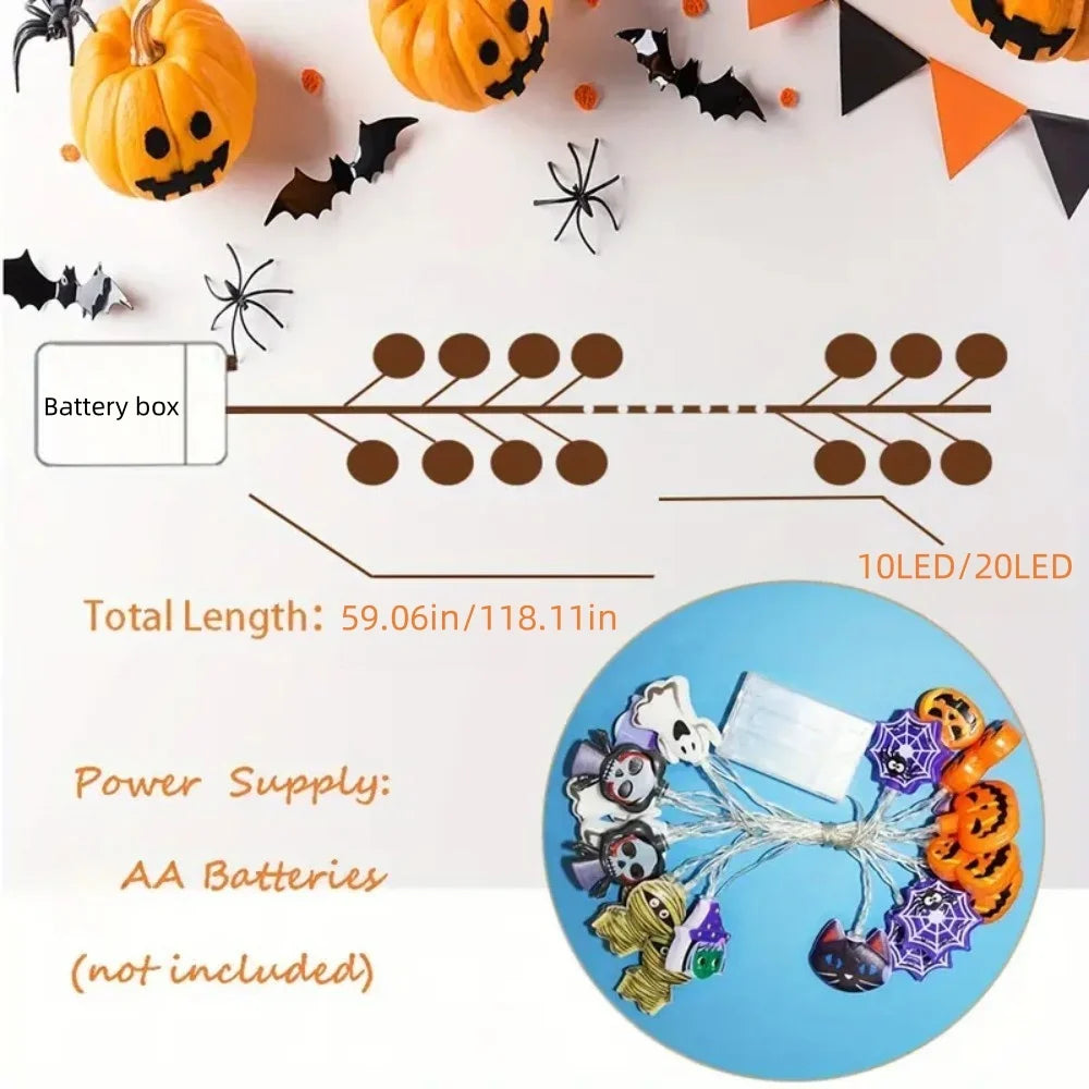 Halloween String Lights – Battery Powered LED Party Decor