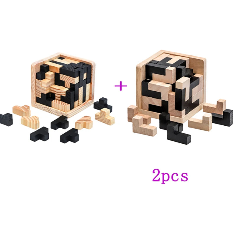 Wooden 3D Puzzle, Interlocking Brain Teaser Toy for Kids
