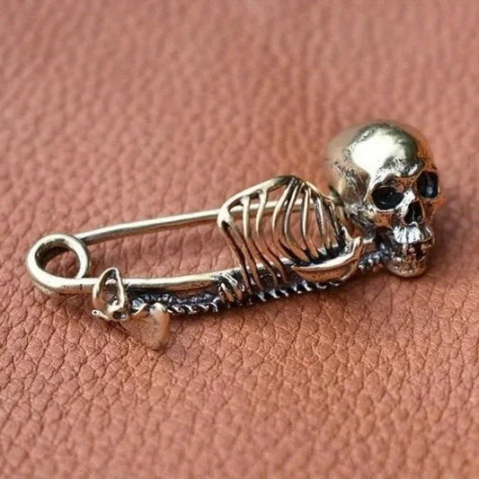 Skull Brooch Set of 2 Gothic Metal Pins for Scarves & Sweaters