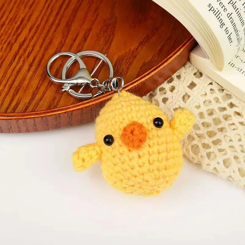 Duck Keychain Cute Crochet Animal Keyring Pair for Bags and Keys