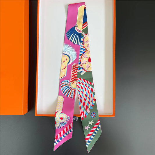 Silk Scarf for Women 90cm Skinny Hair & Bag Scarf
