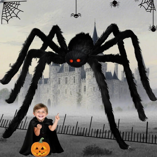 Halloween Spider Decoration, Giant Black Plush Horror Prop
