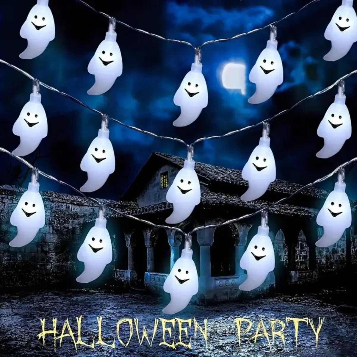 Halloween String Lights Ghost Battery Powered 10 or 20 Lights