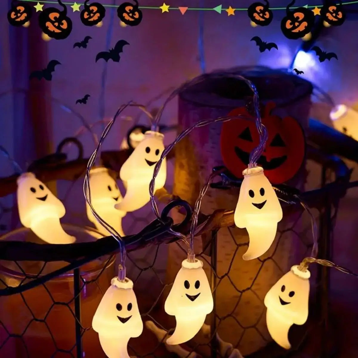 Halloween String Lights Ghost Battery Powered 10 or 20 Lights