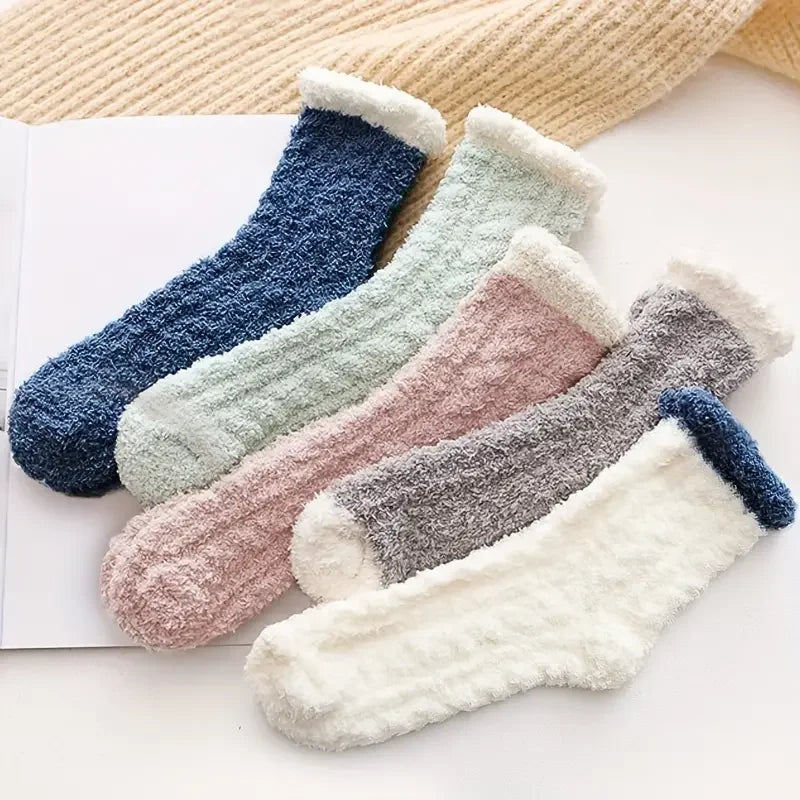 Women’s Winter Socks Thick Fleece Lined Warm Floor Socks 5-Pair