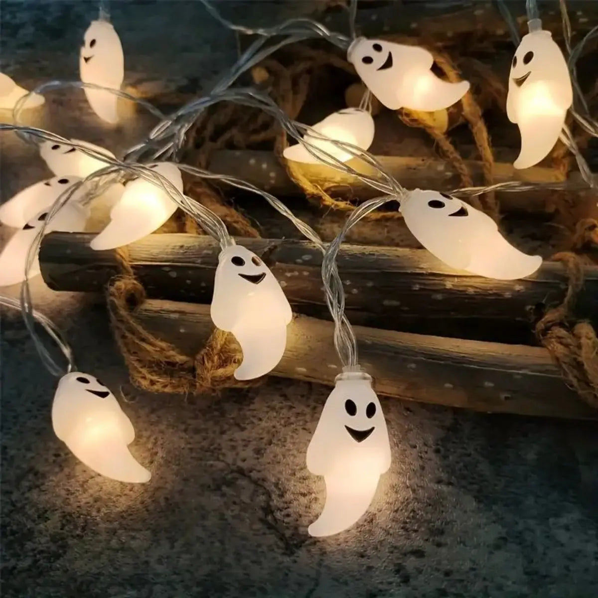 Halloween String Lights Ghost Battery Powered 10 or 20 Lights