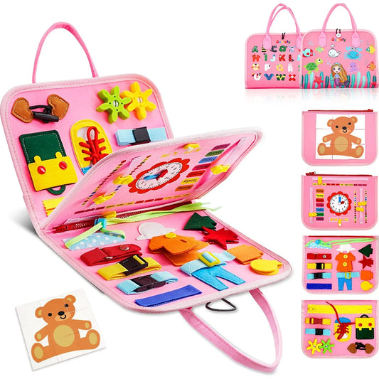 Toddler Busy Board for Fine Motor Skills and Life Skills Learning