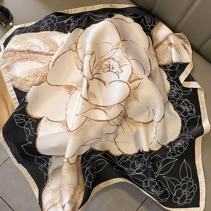 Women's Square Scarf, 70×70cm Printed Satin-Style Headscarf