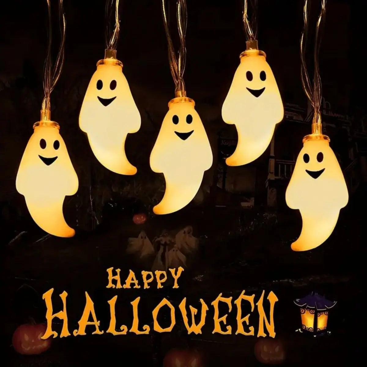 Halloween String Lights Ghost Battery Powered 10 or 20 Lights