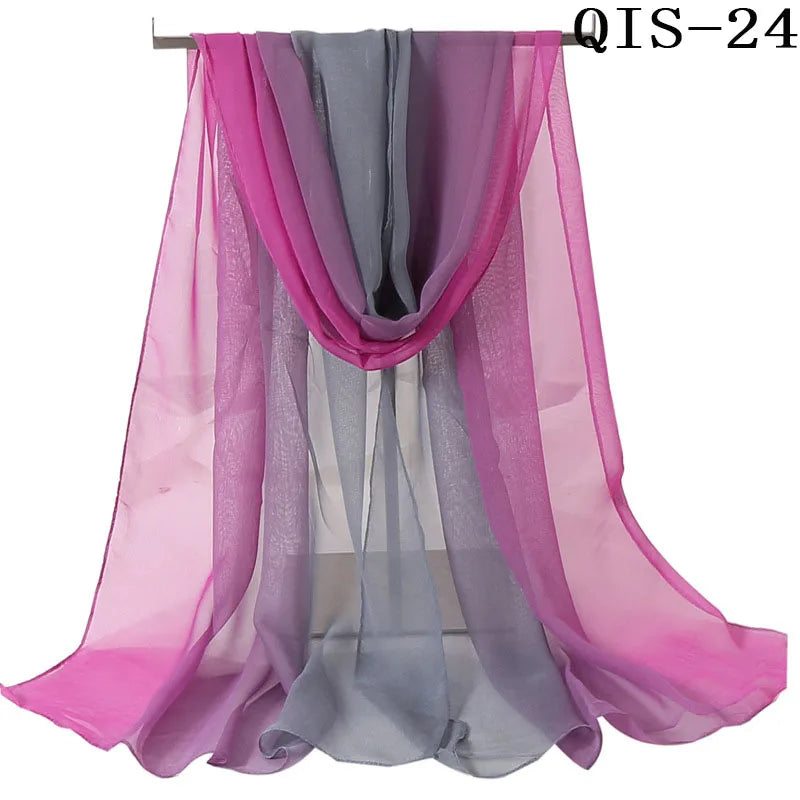 Chiffon Scarf for Women, Long Solid Color Summer Shawl