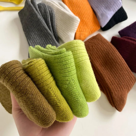 Women's Wool Socks Warm Ribbed Crew Winter Socks