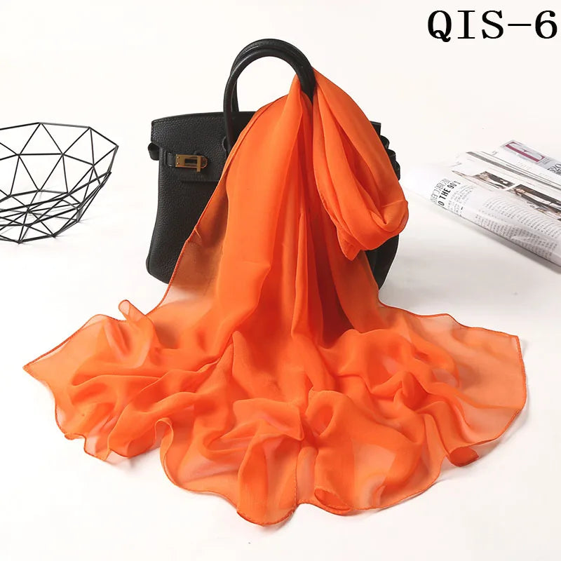 Chiffon Scarf for Women, Long Solid Color Summer Shawl