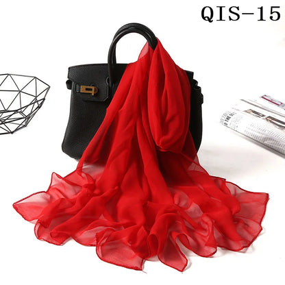 Chiffon Scarf for Women, Long Solid Color Summer Shawl