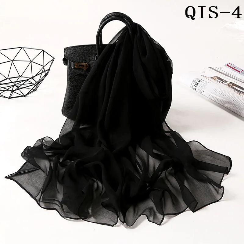 Chiffon Scarf for Women, Long Solid Color Summer Shawl