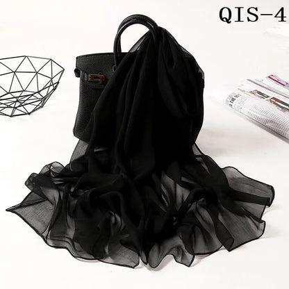 Chiffon Scarf for Women, Long Solid Color Summer Shawl