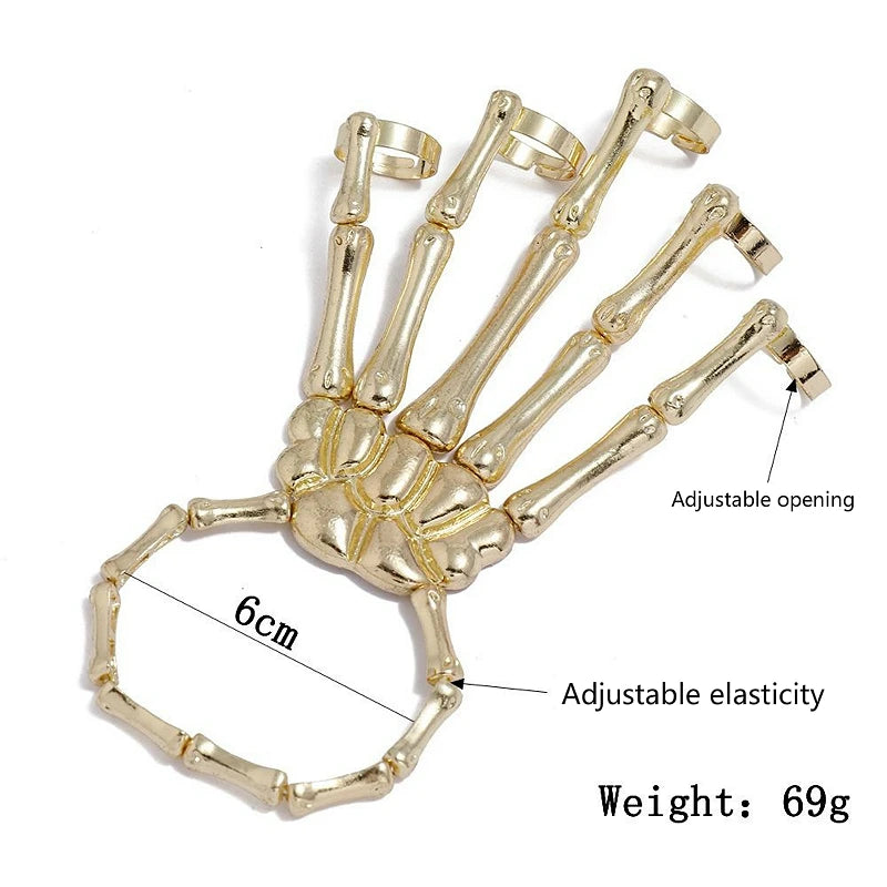 Skeleton Hand Bracelet, Gothic Punk Cuff Jewelry for Women