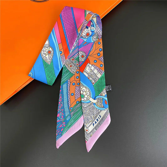 Women’s Skinny Scarf – Silk Hair, Neck & Bag Accessory