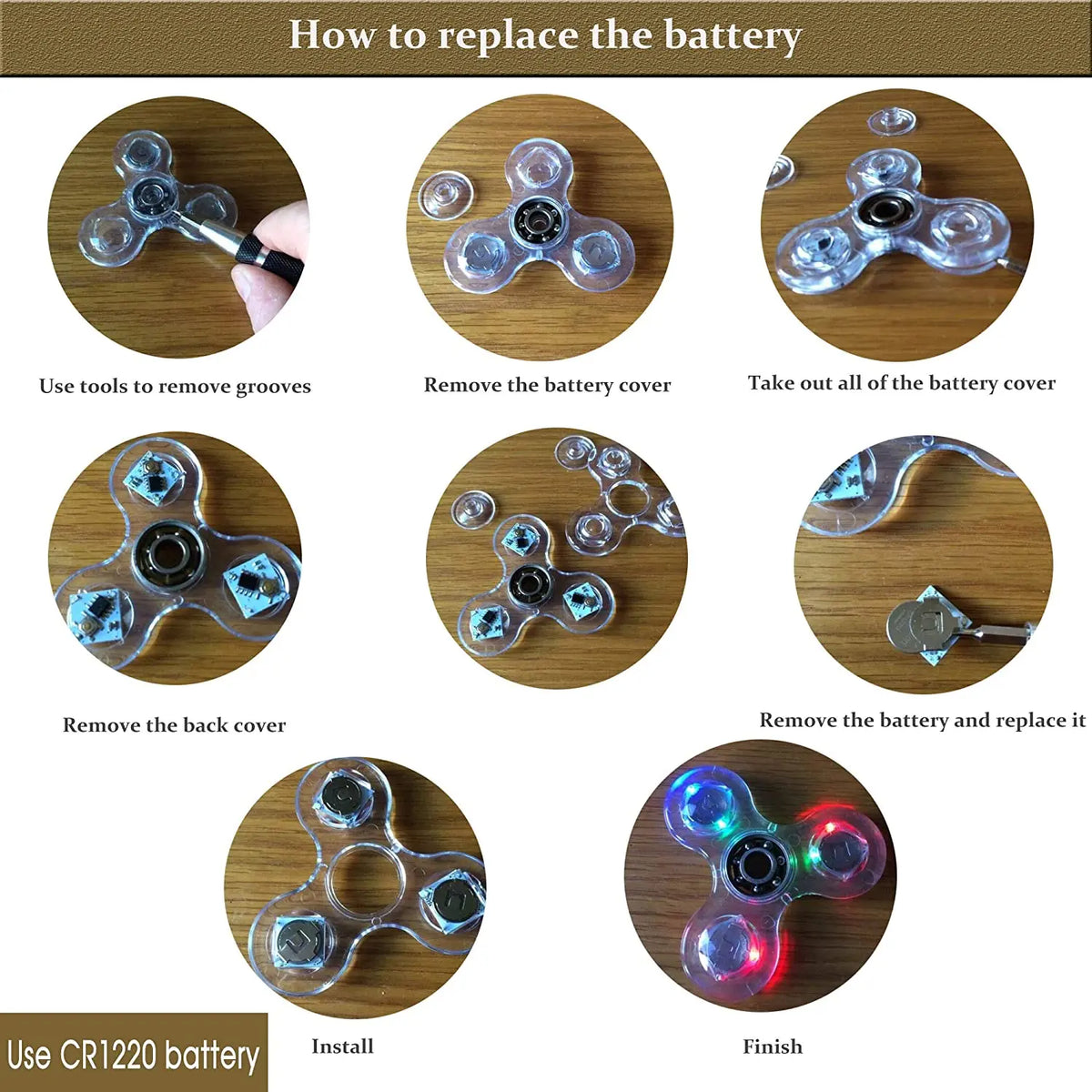 LED Fidget Spinner  Crystal Light Up Kinetic Toy for Kids & Adults