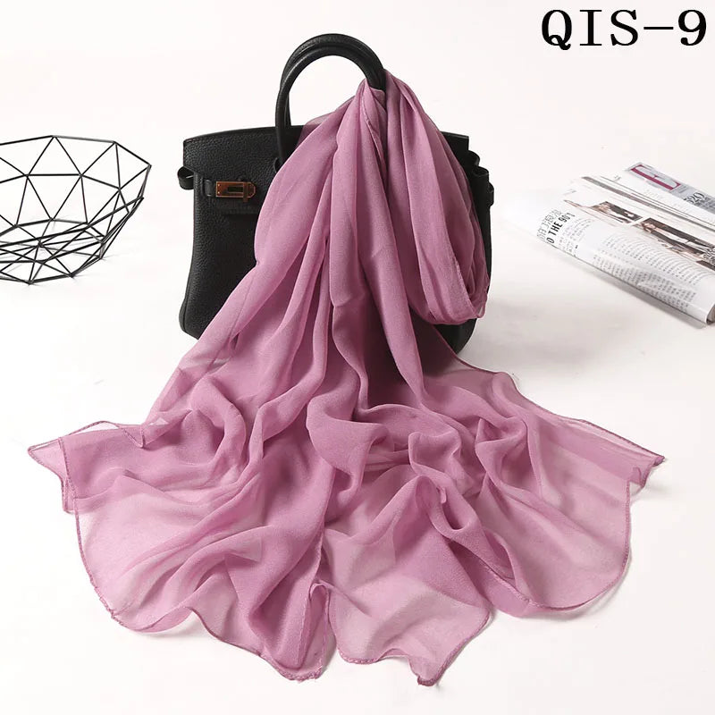 Chiffon Scarf for Women, Long Solid Color Summer Shawl
