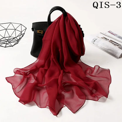 Chiffon Scarf for Women, Long Solid Color Summer Shawl