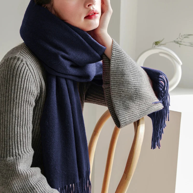Women's Wool Scarf – Warm Winter Wrap 200×35cm