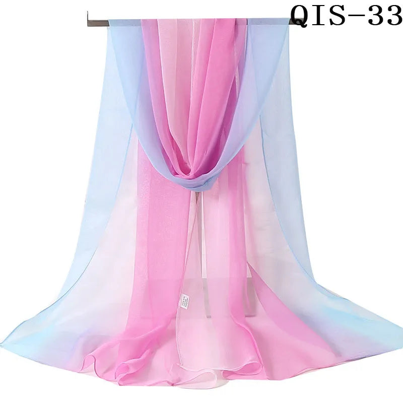 Chiffon Scarf for Women, Long Solid Color Summer Shawl