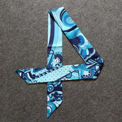 Silk Scarf for Women Printed Skinny Hair Neck Bag Scarf