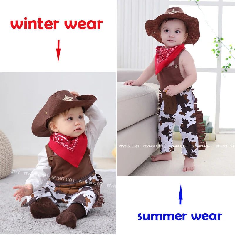 Baby Cowboy Costume Romper for Boys Halloween Dress Up