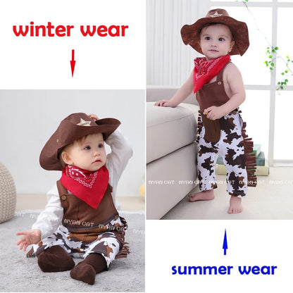 Baby Cowboy Costume Romper for Boys Halloween Dress Up