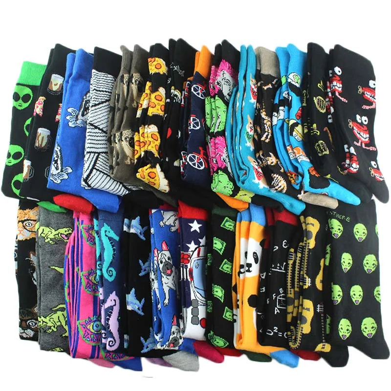 Men's Funny Socks, Novelty Cotton Crew Socks, Crazy Designs
