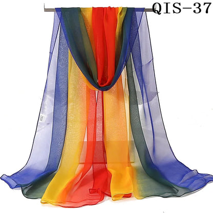 Chiffon Scarf for Women, Long Solid Color Summer Shawl