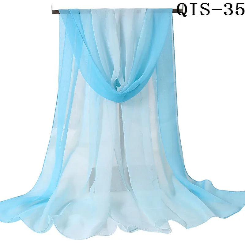 Chiffon Scarf for Women, Long Solid Color Summer Shawl