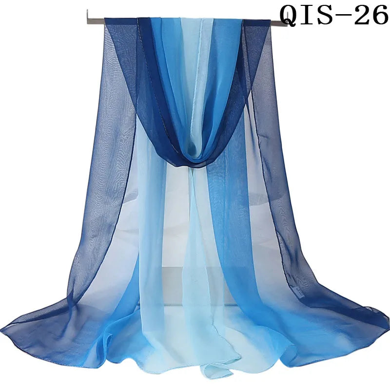 Chiffon Scarf for Women, Long Solid Color Summer Shawl