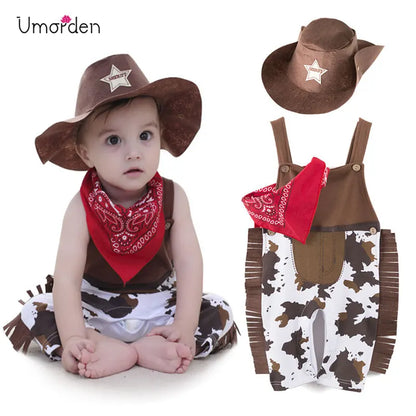 Baby Cowboy Costume Romper for Boys Halloween Dress Up
