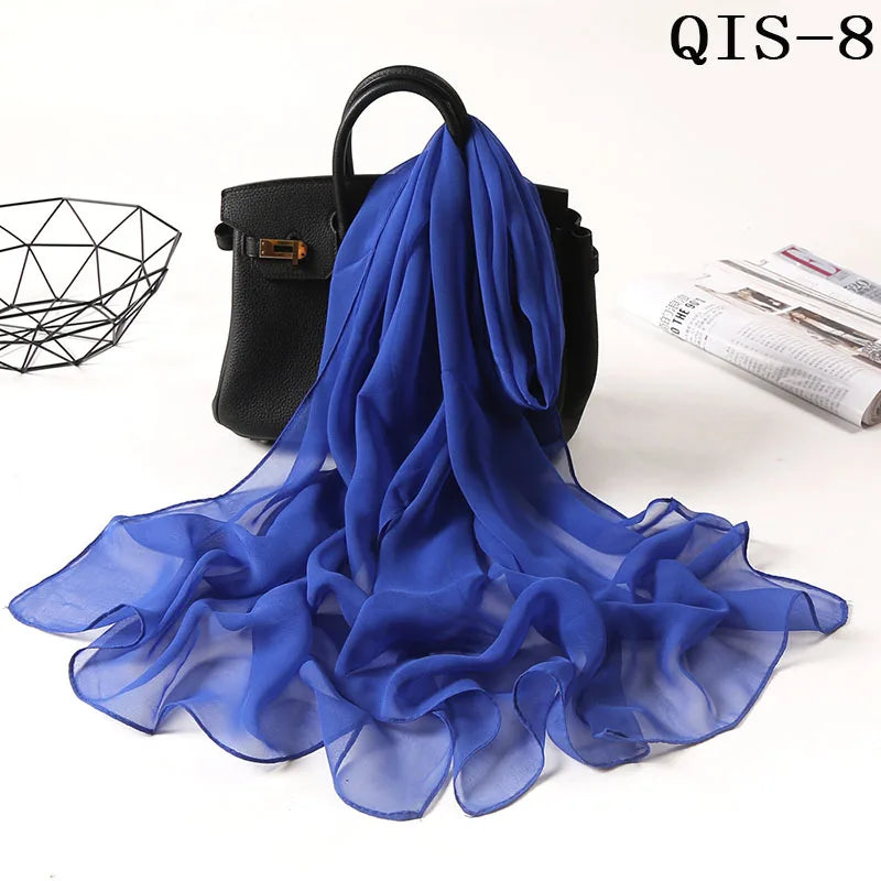 Chiffon Scarf for Women, Long Solid Color Summer Shawl