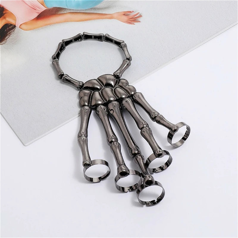 Skeleton Hand Bracelet, Gothic Punk Cuff Jewelry for Women
