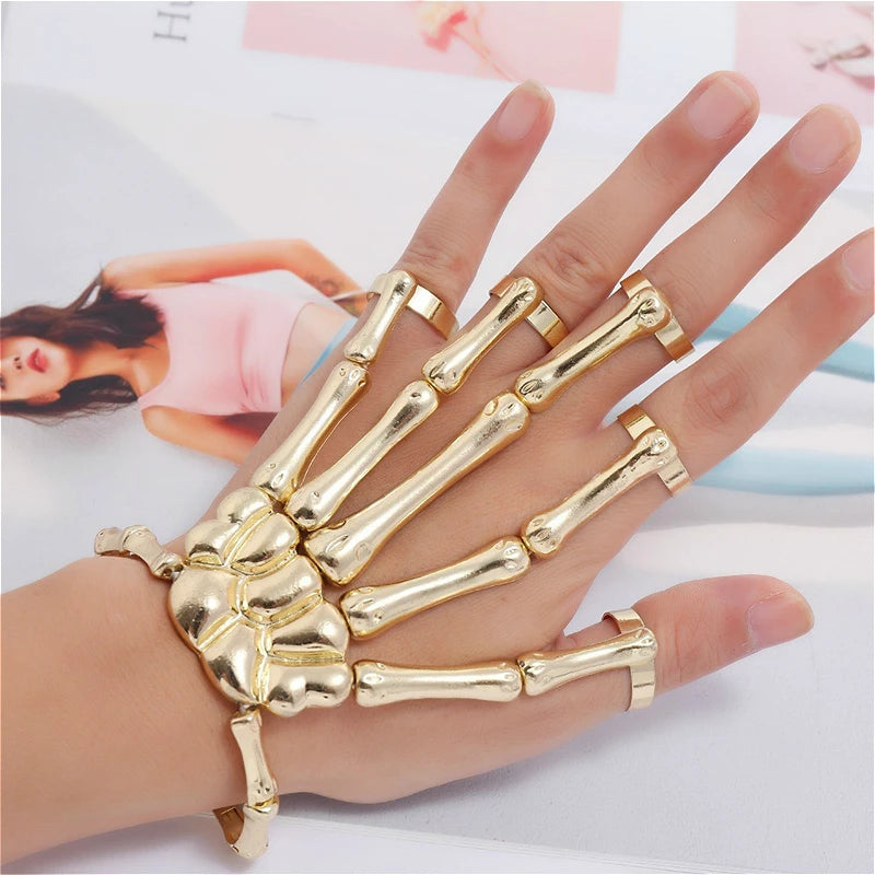 Skeleton Hand Bracelet, Gothic Punk Cuff Jewelry for Women